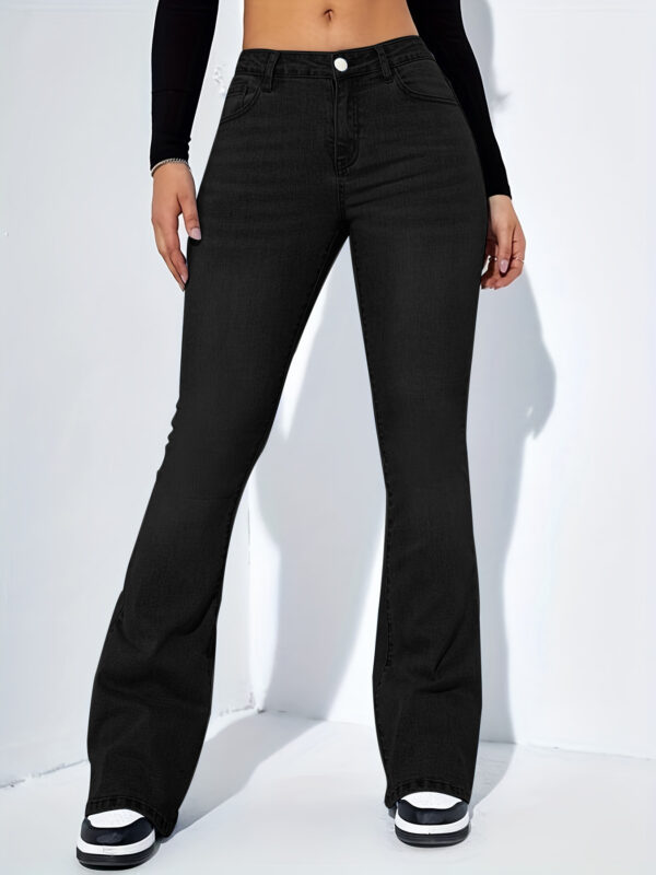 Women's Slim-fit Jeans Pants With Flared Design Fashion Casual High Waist - Image 6