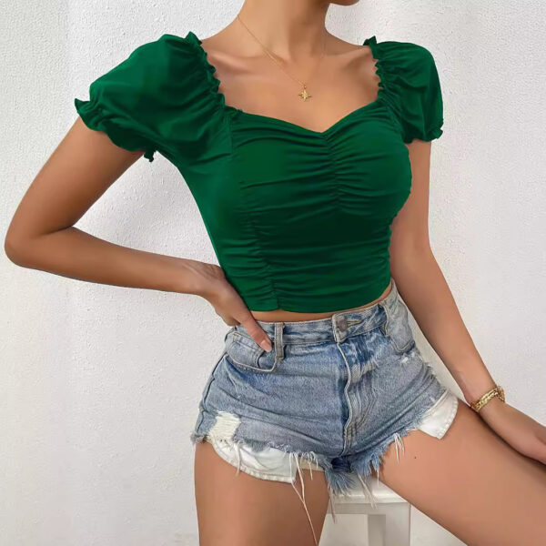 European And American Women's SpringSummer New V-neck Short Sleeve Loose Top - Image 5