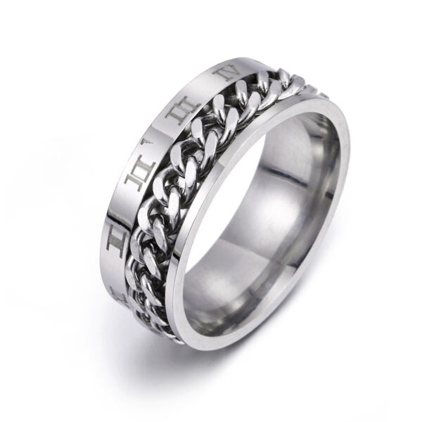 Roman Letter Rotatable Chain Rings Men Digital Titanium Steel Ring For Couple High Quality Multifunctional Bottle Opener Ring Spinner Jewelry Punk Gifts - Image 5
