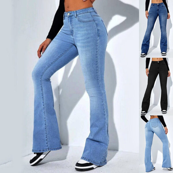 Women's Slim-fit Jeans Pants With Flared Design Fashion Casual High Waist