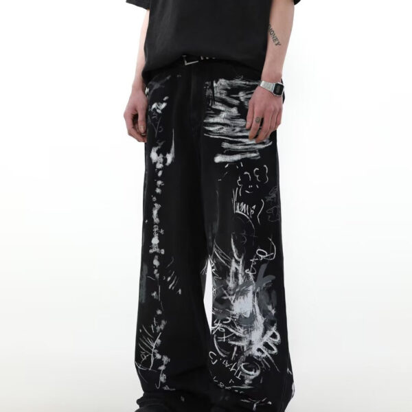 Washed Distressed Loose Jeans For Men - Image 3