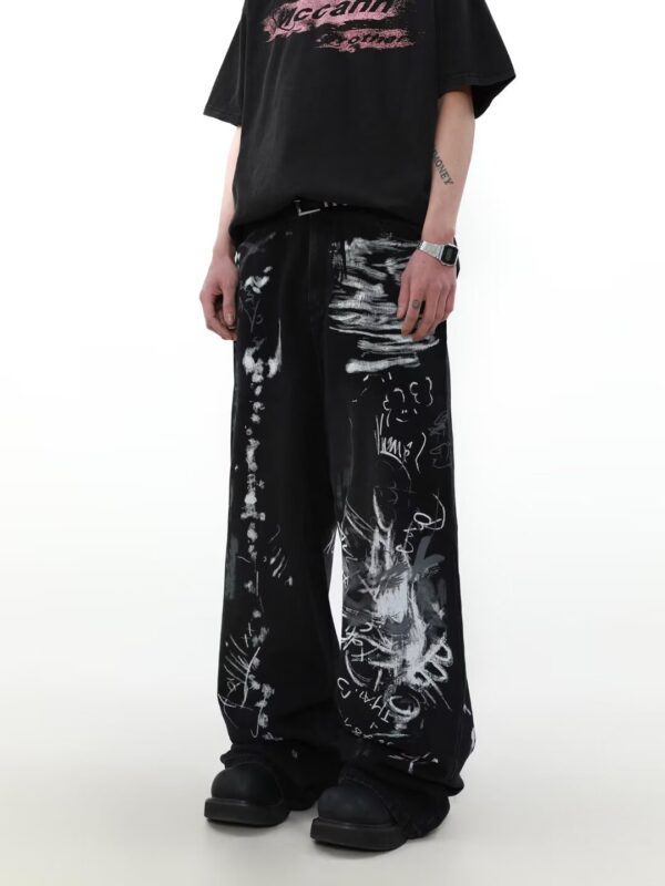 Washed Distressed Loose Jeans For Men - Image 4