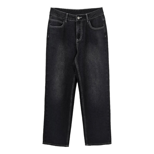 High Waist Straight Pants Washed Trousers Cotton Denim Women's Jeans - Image 4