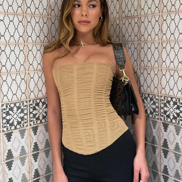 Skinny Sleeveless Tube Top Women Summer New Mesh Crop Corset Tank Party Streetwear Chest - Image 8
