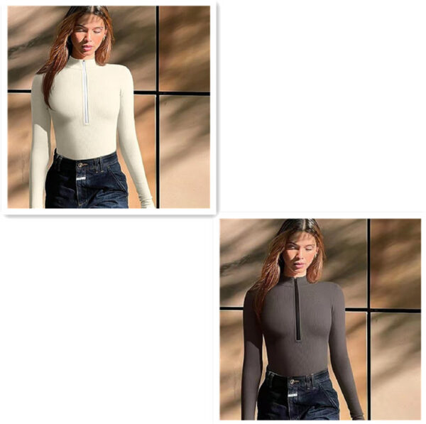 Fashion Long Sleeve Zipper Jumpsuit Seamless Slimming Shapewear For Women Romper - Image 10