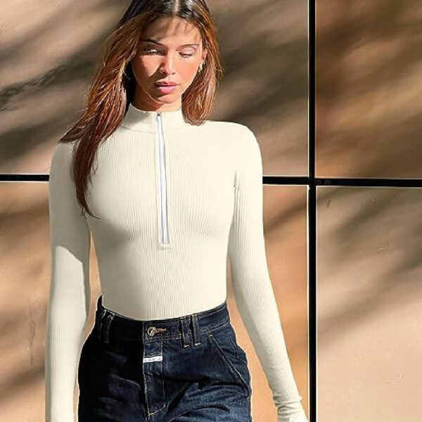 Fashion Long Sleeve Zipper Jumpsuit Seamless Slimming Shapewear For Women Romper - Image 9