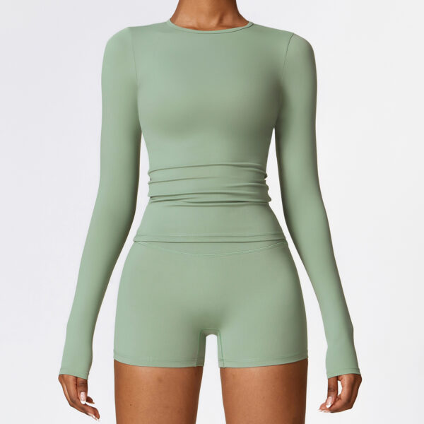 Women's Slim Long Sleeve Pullover Top Yoga Fashion - Fitness Sports Clothing - Image 2