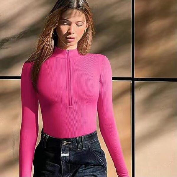 Fashion Long Sleeve Zipper Jumpsuit Seamless Slimming Shapewear For Women Romper - Image 8